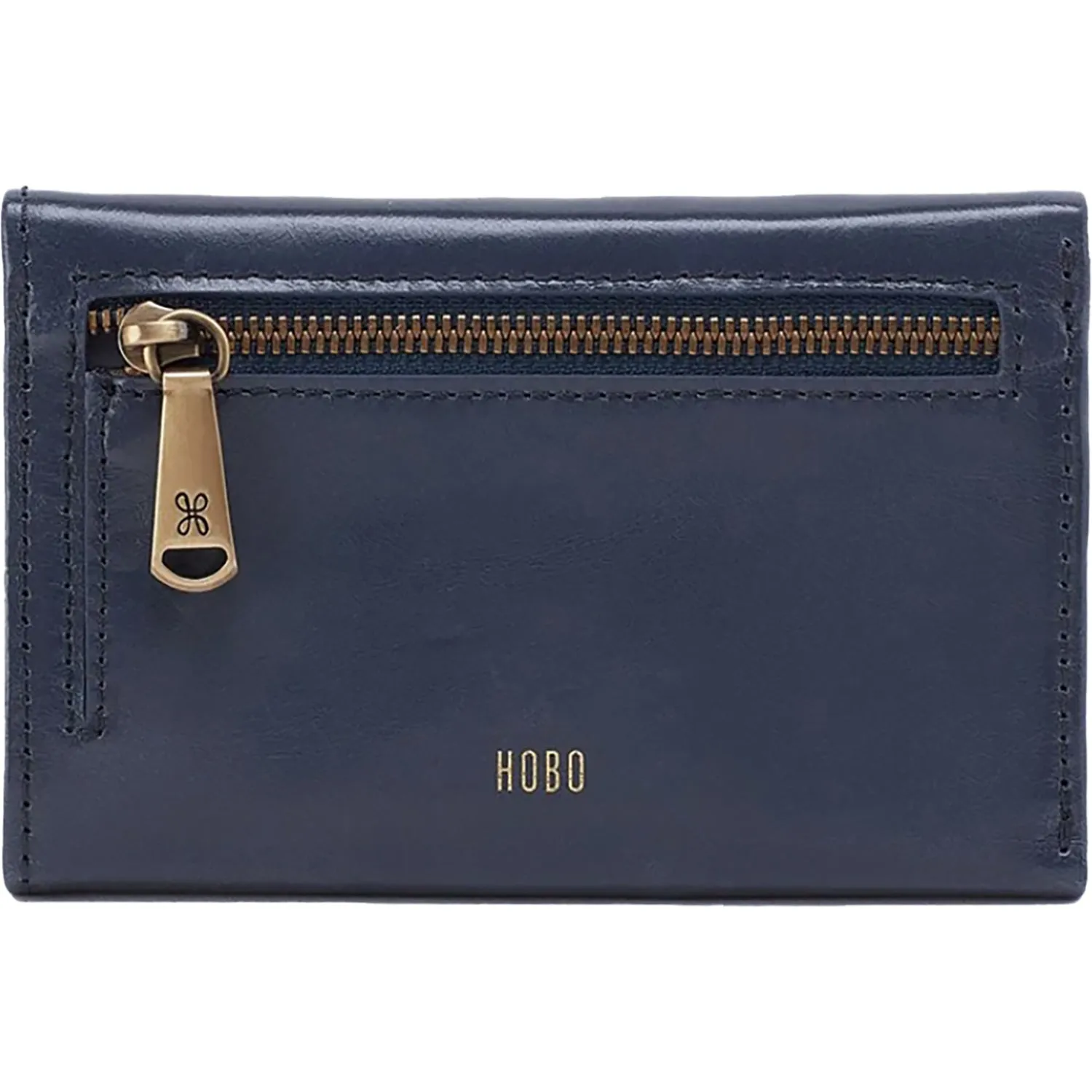 Hobo Jill Blue Stone Polished Leather Trifold Wallet