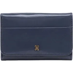 Hobo Jill Blue Stone Polished Leather Trifold Wallet