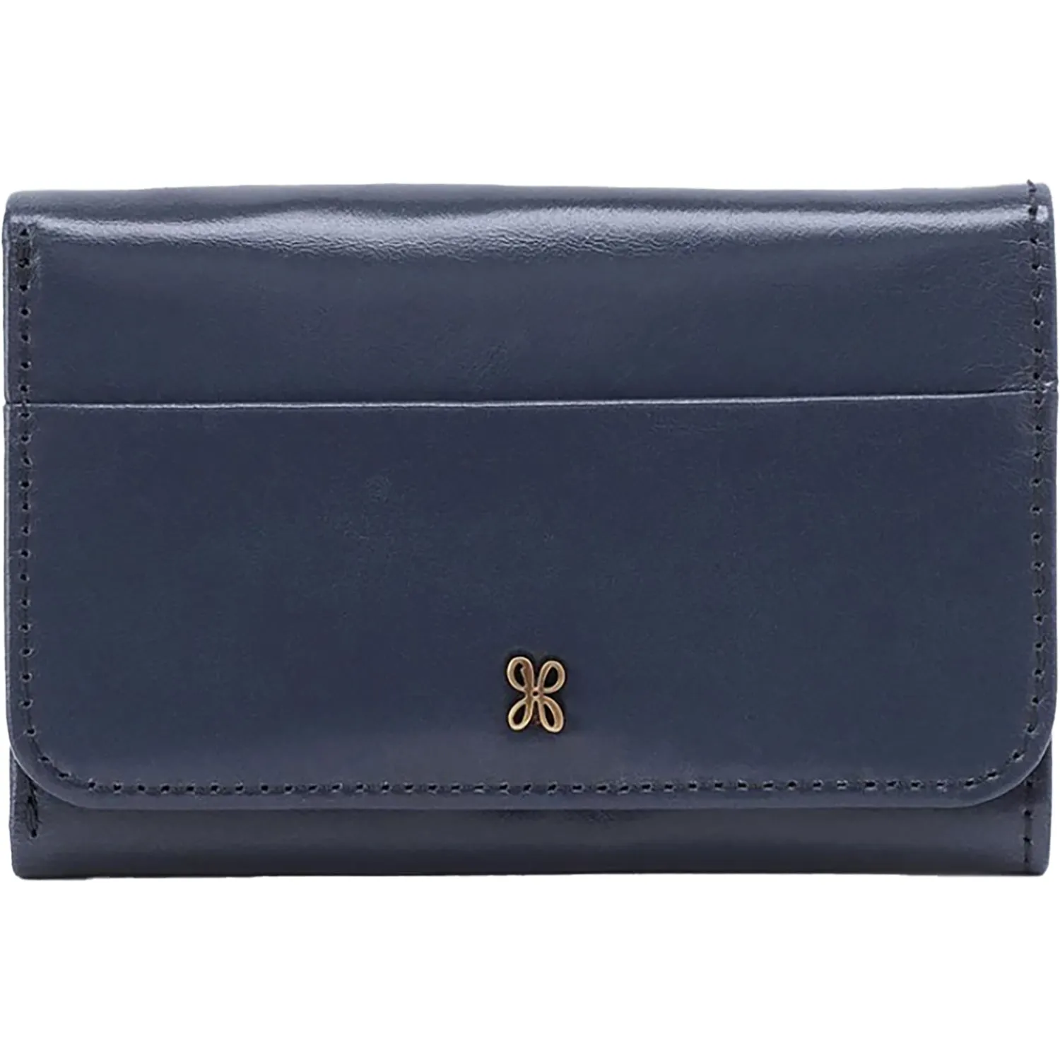 Hobo Jill Blue Stone Polished Leather Trifold Wallet