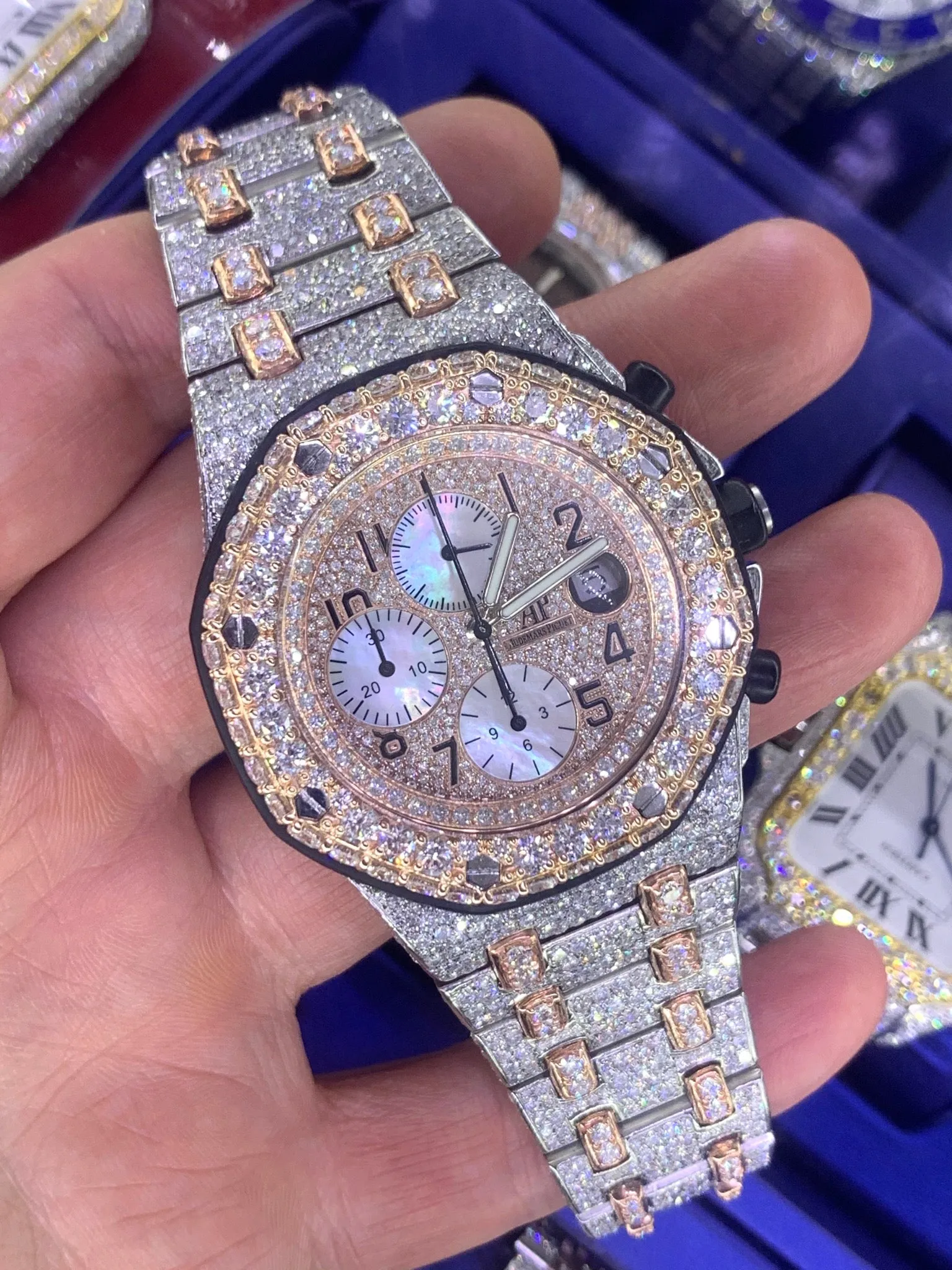 Iced Out 42mm Audemars Piguet  AP Diamond Watch (custom two-tone)