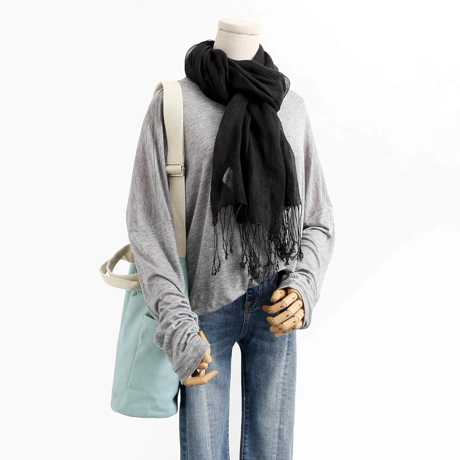 Jeelow Lightweight Summer Scarf Light Shawl Wrap Linen Feel Scarves For Men And Women