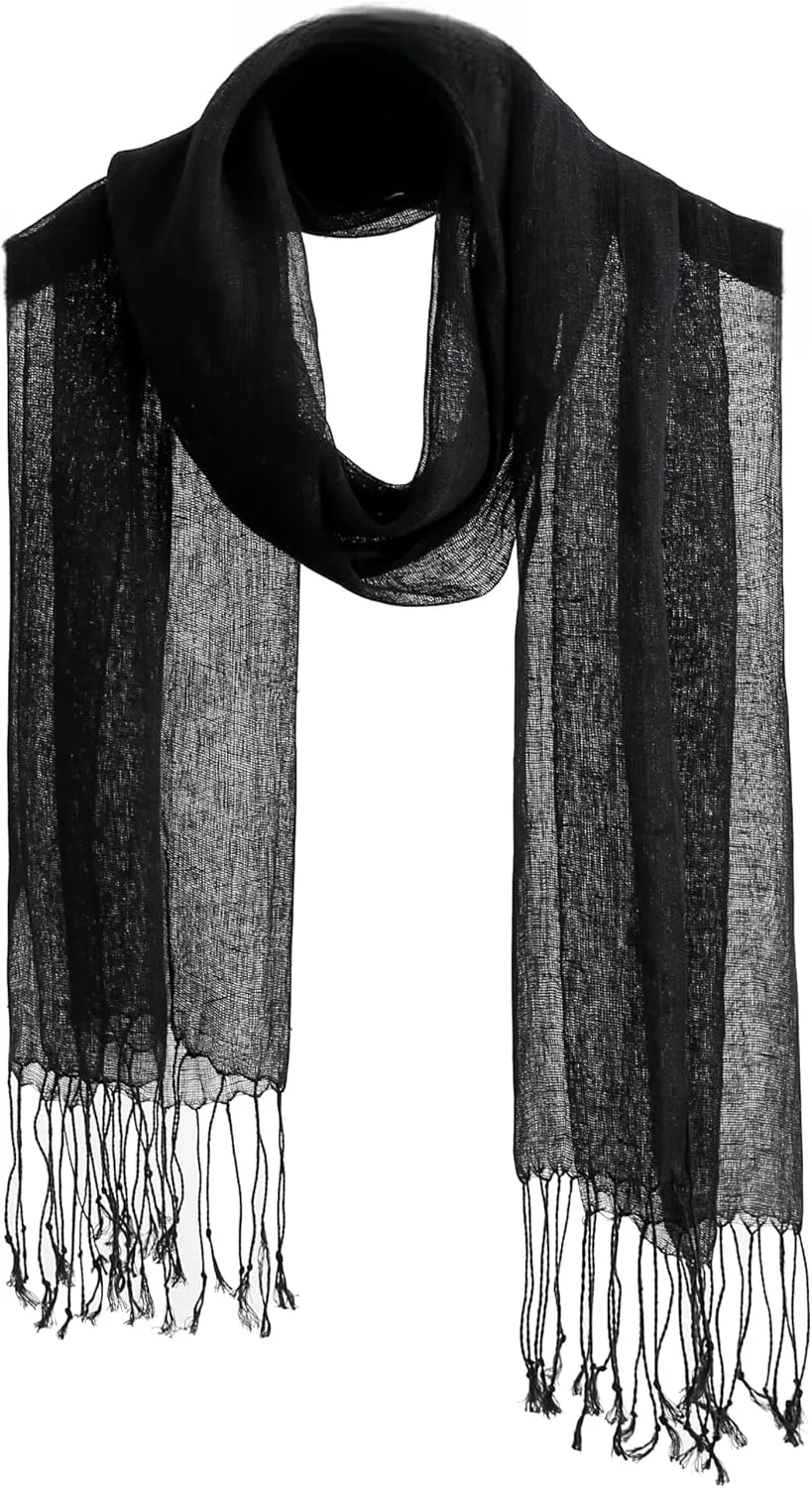 Jeelow Lightweight Summer Scarf Light Shawl Wrap Linen Feel Scarves For Men And Women