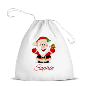 Jolly Santa Premium Drawstring Bag