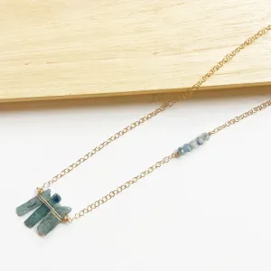 Kyanite Trio Pendant Necklace in Gold or Silver (26 inches)