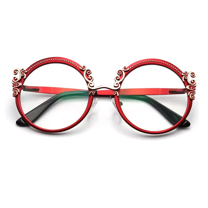 Laoyehui Women's Full Rim Round Alloy Myopic Reading Glasses Anti-Blue