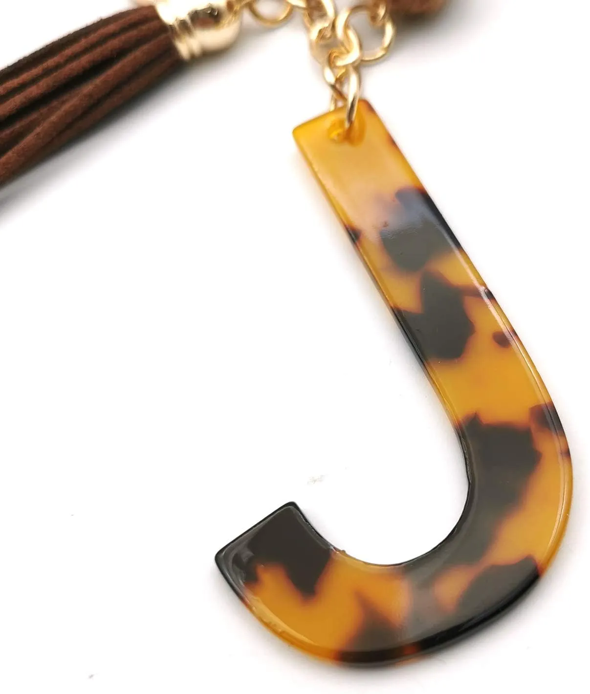 Leopard Alphabet Initial Letter Keychain Tassel Pendant Key Ring for Women Girls Purse Handbags