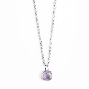 Light Amethyst Sterling Pendant, 12MM Cushion Cut