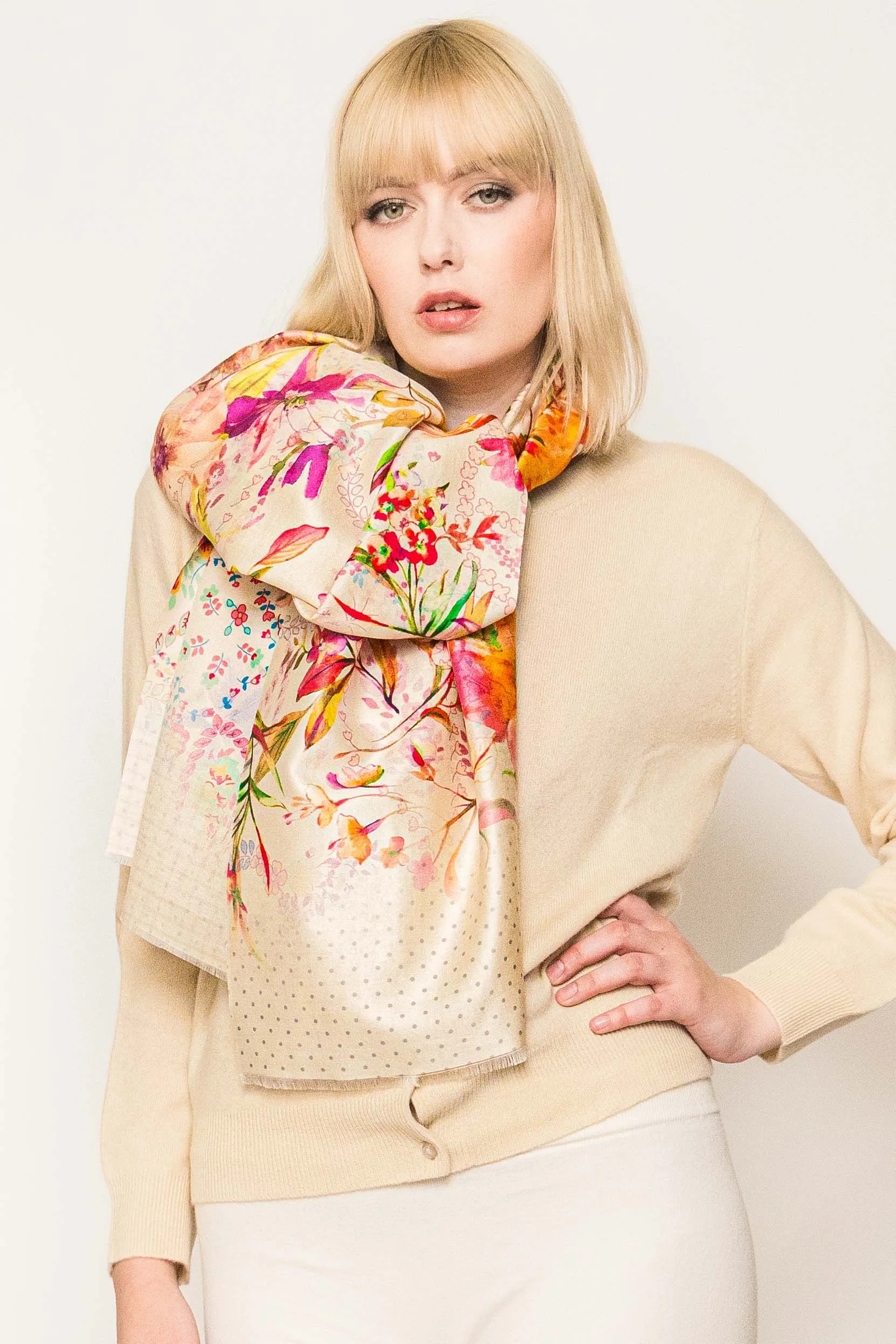 Light Printed Silk Scarves.     April Sale 25% Off ....At Checkout Use Code April25