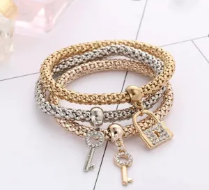 Lock It UP!- Tri-Colored/Rhinestones