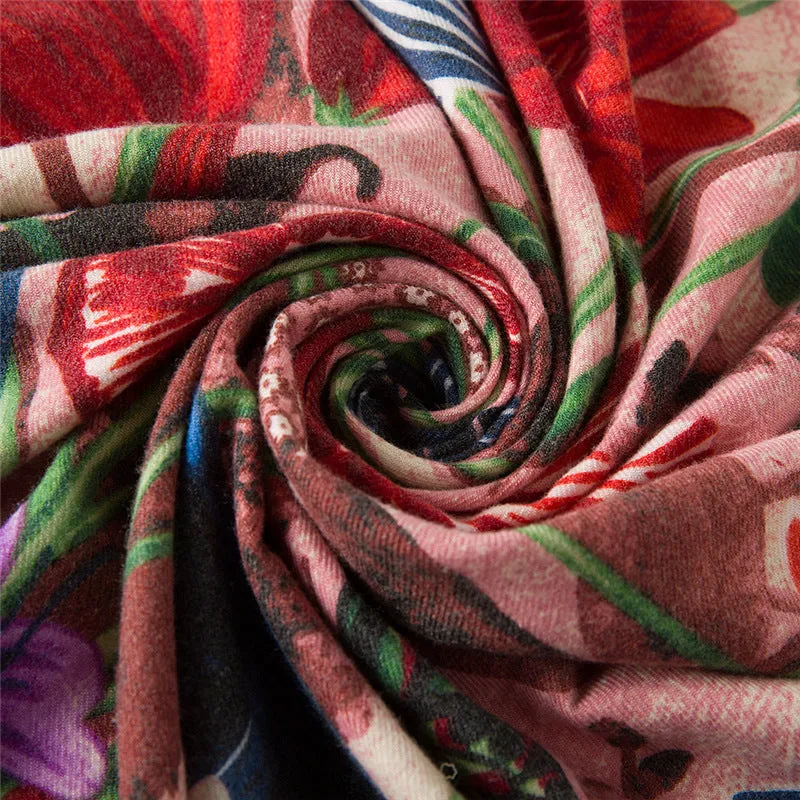 Luxe Cashmere Floral Shawl Scarves, Large - 4 Colors