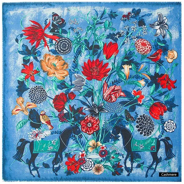 Luxe Cashmere Floral Shawl Scarves, Large - 4 Colors