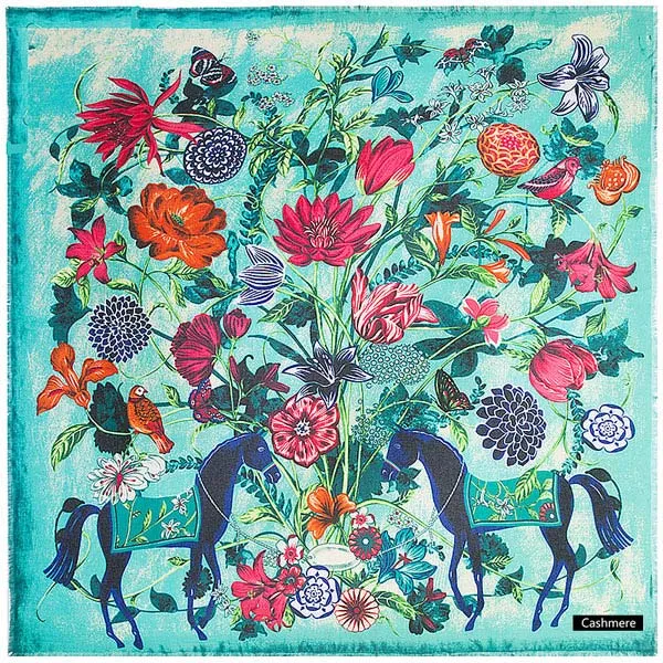 Luxe Cashmere Floral Shawl Scarves, Large - 4 Colors