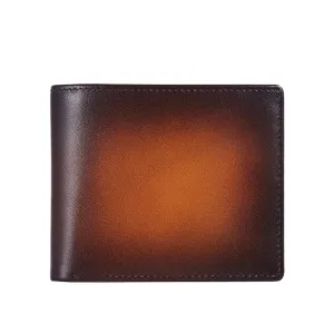 Men Genuine Leather Vintage Multiple Card Slots Wallet Portable Rubbing Design Purse