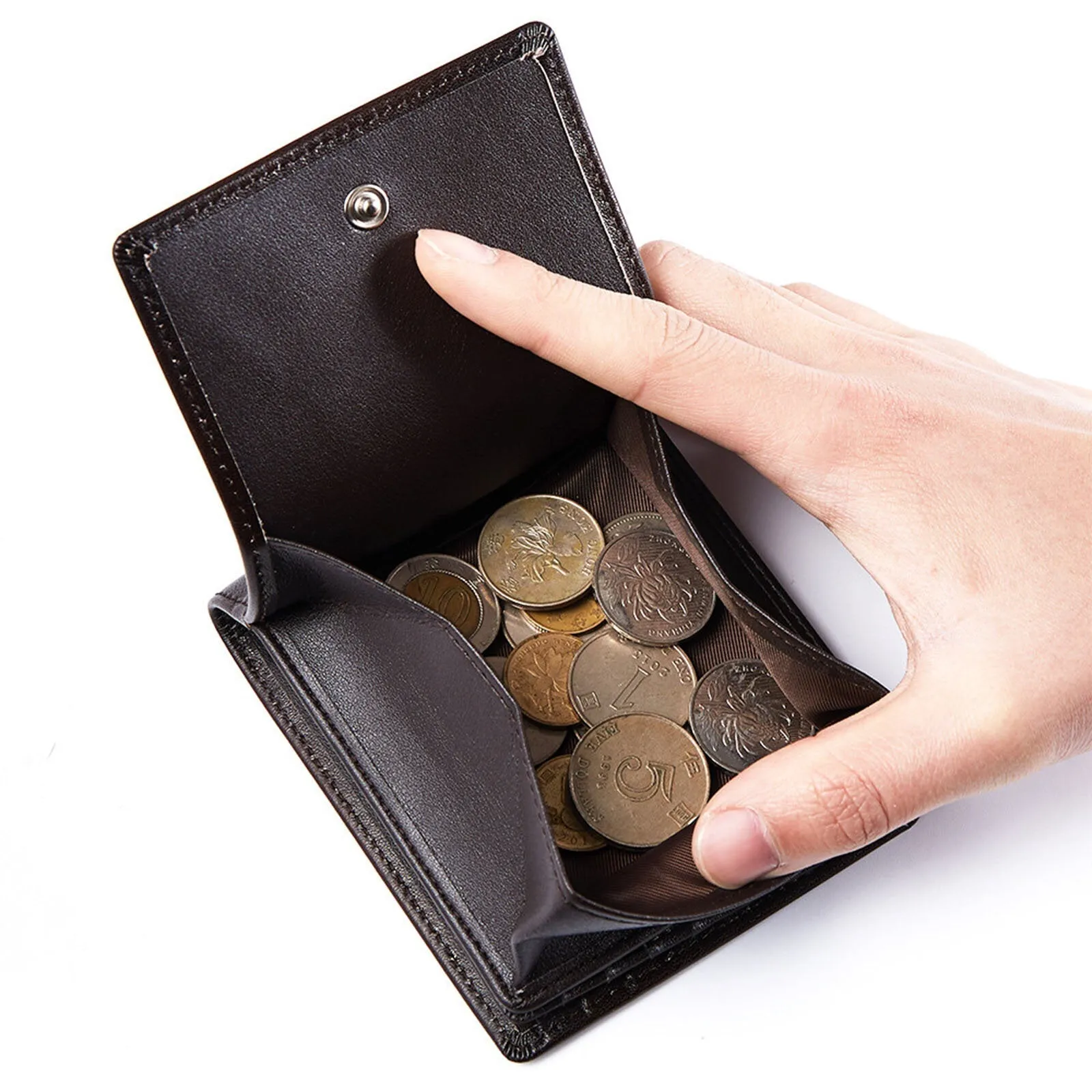 Men Genuine Leather Vintage Multiple Card Slots Wallet Portable Rubbing Design Purse