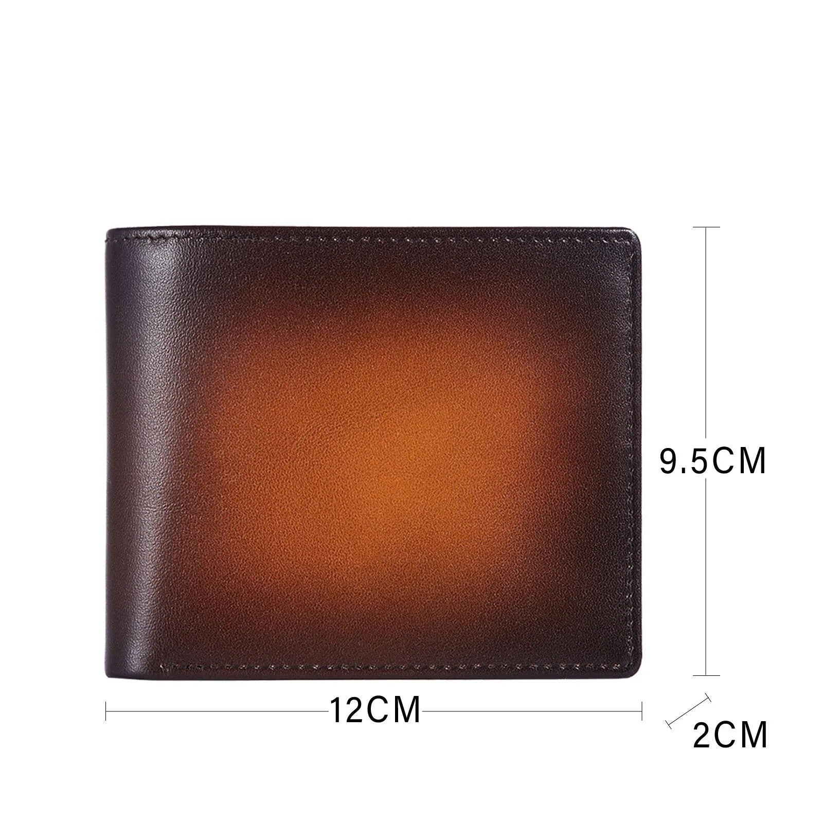 Men Genuine Leather Vintage Multiple Card Slots Wallet Portable Rubbing Design Purse
