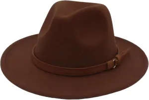 Men's Outdoor Classic Wide Brim Fedora Hats for Women Men Vintage Dress Jazz Cap with Belt