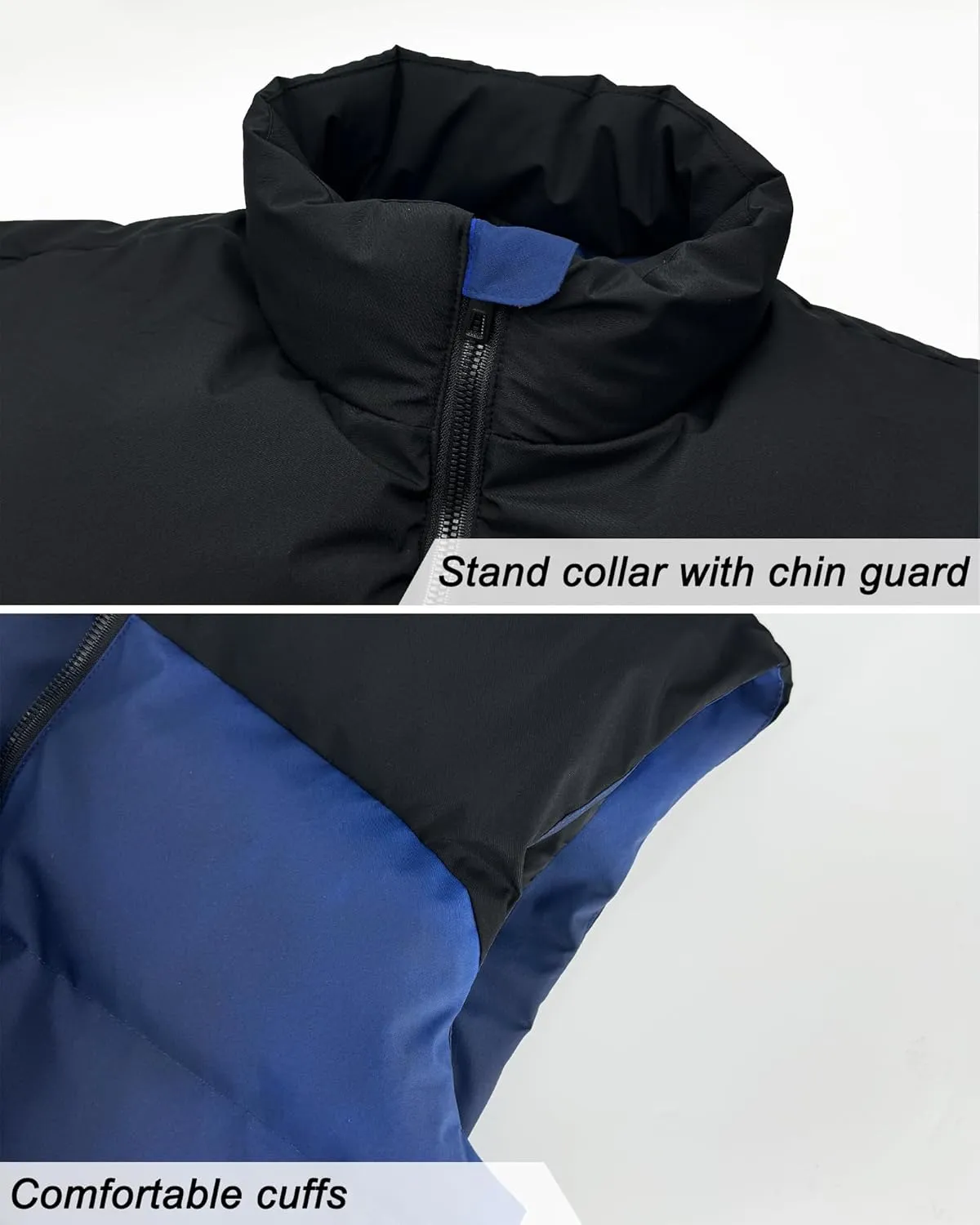 Men's Quilted Puffer Vest Sleeveless Warm Jacket Winter Water-Resistant Outdoor Puffy Vest Sizes M to 3XL