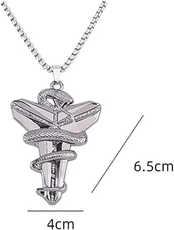 Men's Stainless Steel Mamba Necklace Punk Hip Hop Rock Style Necklace Silver Black Snake Pendant Necklace Cross Snake Necklaces Gothic Lucky Protection Pendant for Men and Women