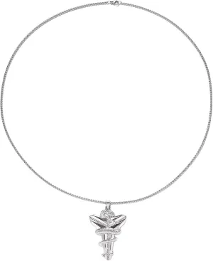 Men's Stainless Steel Mamba Necklace Punk Hip Hop Rock Style Necklace Silver Black Snake Pendant Necklace Cross Snake Necklaces Gothic Lucky Protection Pendant for Men and Women