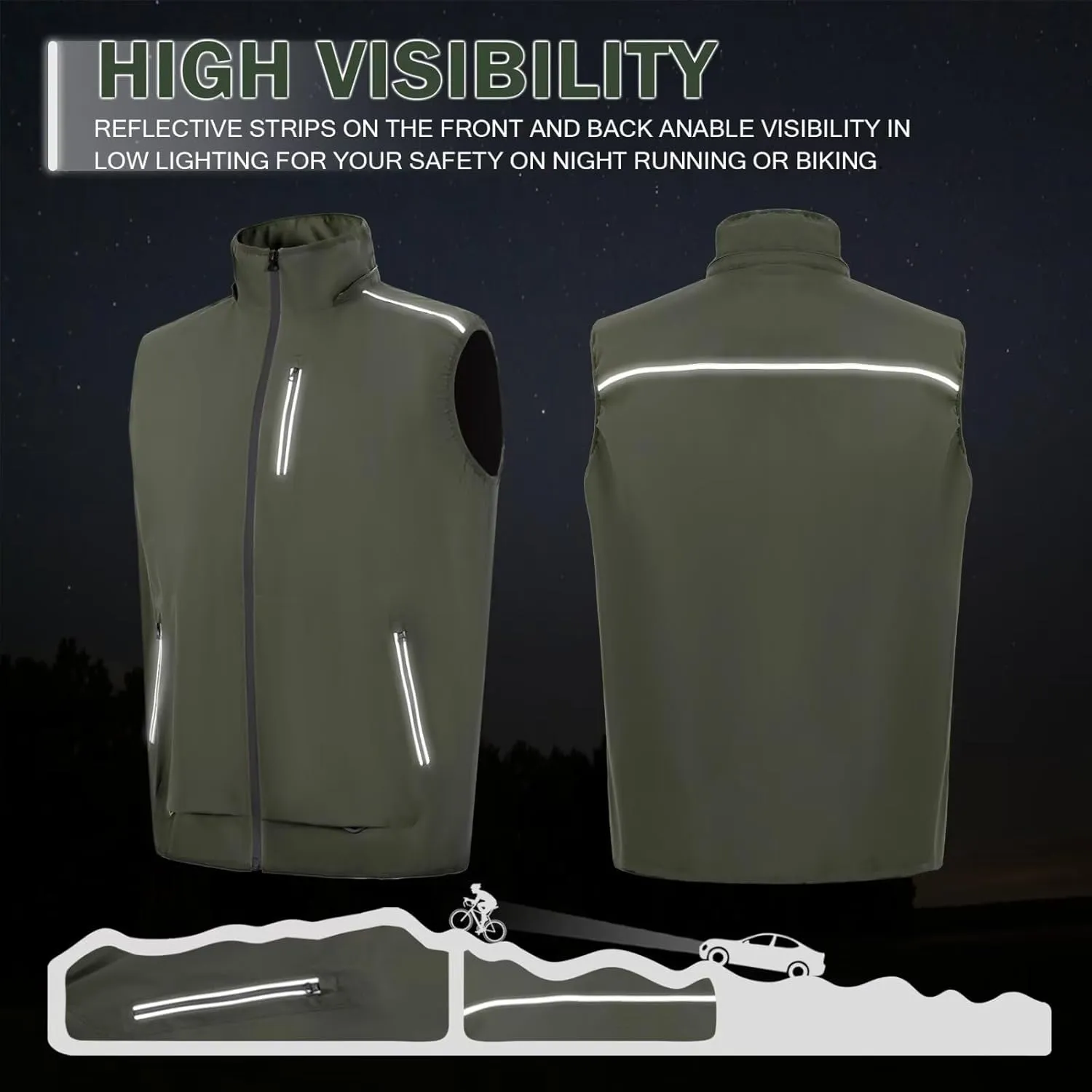 Mens Windproof Lightweight Golf Vest Sleeveless Softshell Jacket Quick Dry Running Hiking Sports Outerwear for Men