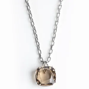 Pale Smokey Topaz Sterling Pendant, 34 Carat Cushion Cut