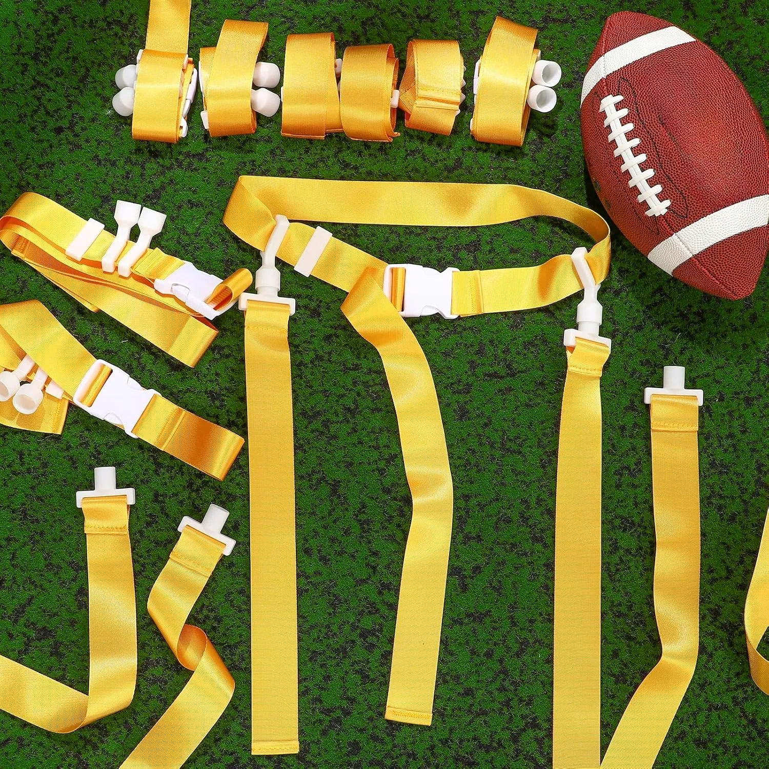 Peryiter 2/12/24 Set Player Flag Football Belt, Adjustable Football Belts and Flags for Kids Youth Adult Sport Team Training