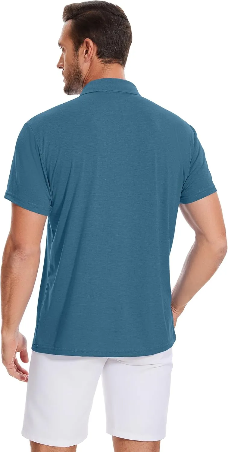 Polo Shirts for Men Basic Short Sleeve Shirt Button Solid Color Casual Tees Golf Stylish Tops