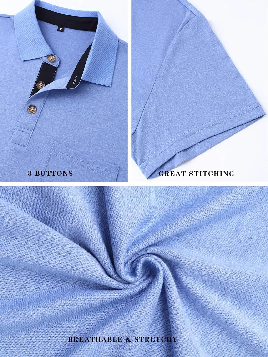 Polo Shirts for Men Basic Short Sleeve Shirt Button Solid Color Casual Tees Golf Stylish Tops