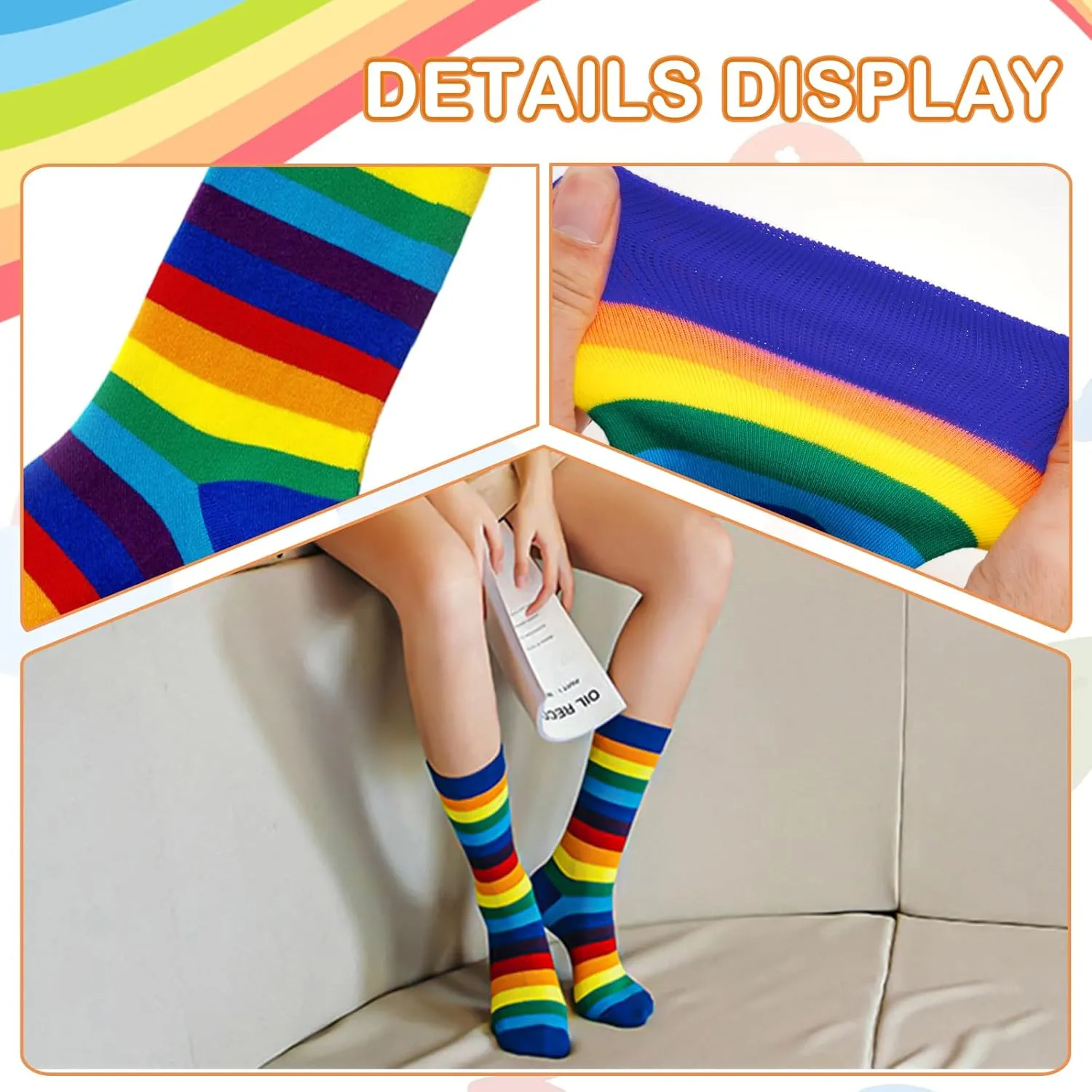 Propeller Hat Adult with Spinner Include Rainbow Top Clown Hats, Y Back Style Suspenders, Bow Tie, Clown Socks