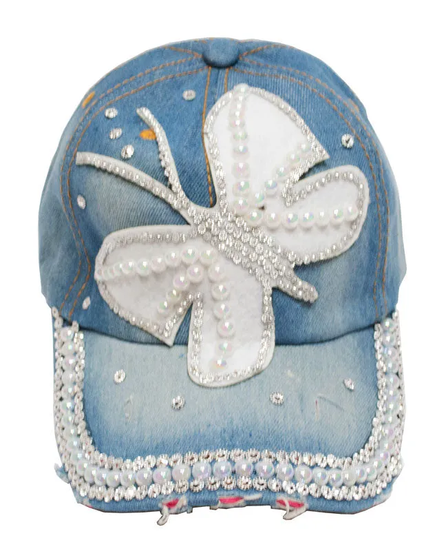 "Butterfly" Studded Fashion Jean Casual Caps