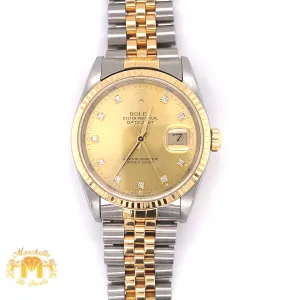 Rolex Datejust Watch with Two-tone Jubilee Bracelet (36 mm, factory diamond dial)