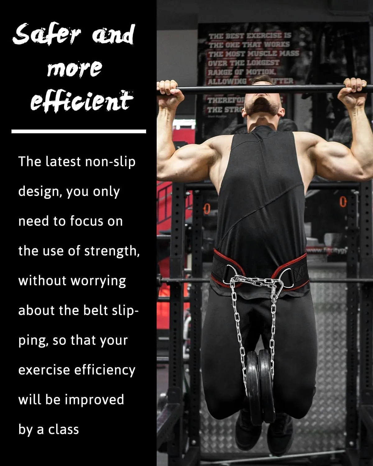 Seektop Dip Belt With Chain for Weightlifting - Neoprene Waist Belt for GYM Workout, Pull Ups, Crossfit, Weight Lifting, Squat, Training, Fitness - for Men & Women