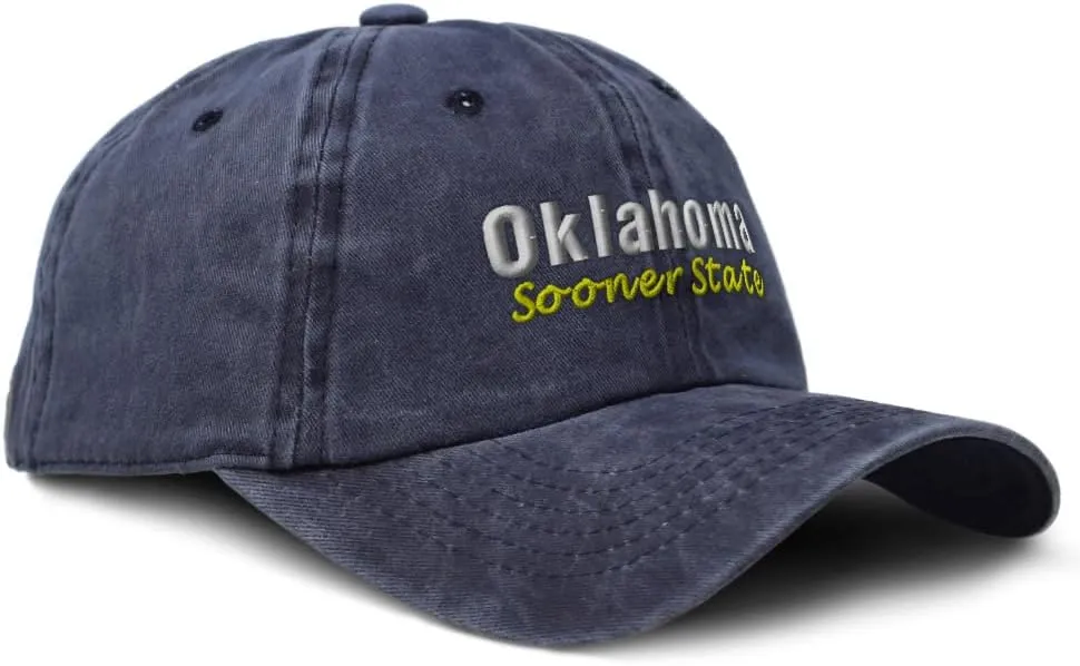 Soft Washed Baseball Cap Oklahoma Sooner State Cotton Dad Hats for Men & Women