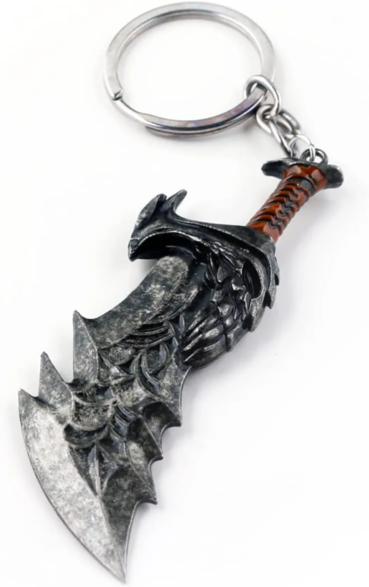 SONGCHANGJEWELRY Game GOW Ragnarok Keychains - Kratos Blades of Chaos Cosplay Metal Keychain - Christmas Gifts for Men Teens Fan (Blades of Chaos Keychain)