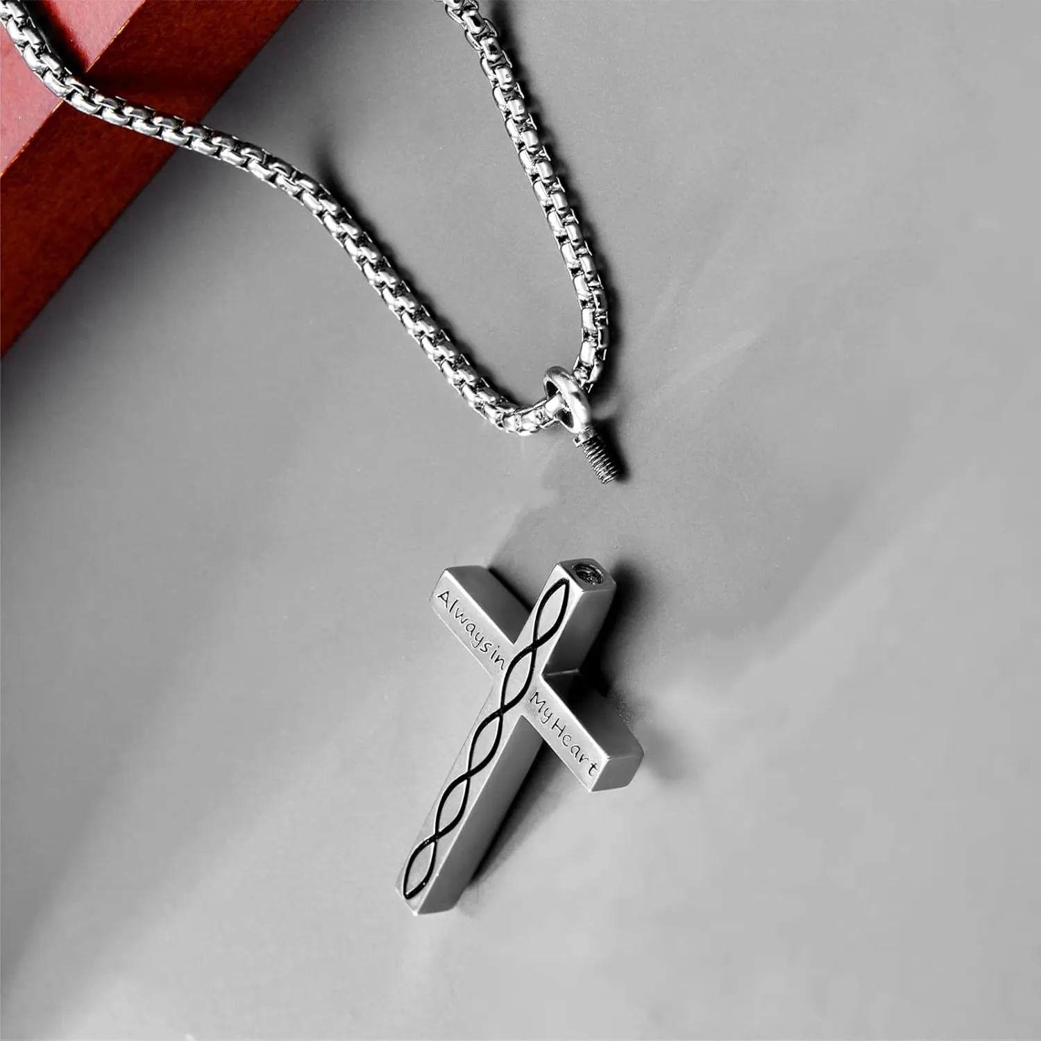 Sterling Silver Cross Urn Necklaces for Men & Women Cremation Memorial Pendant With 20"/22"/24" 2" Chain Exquisite Jewelry(with Gift Box)