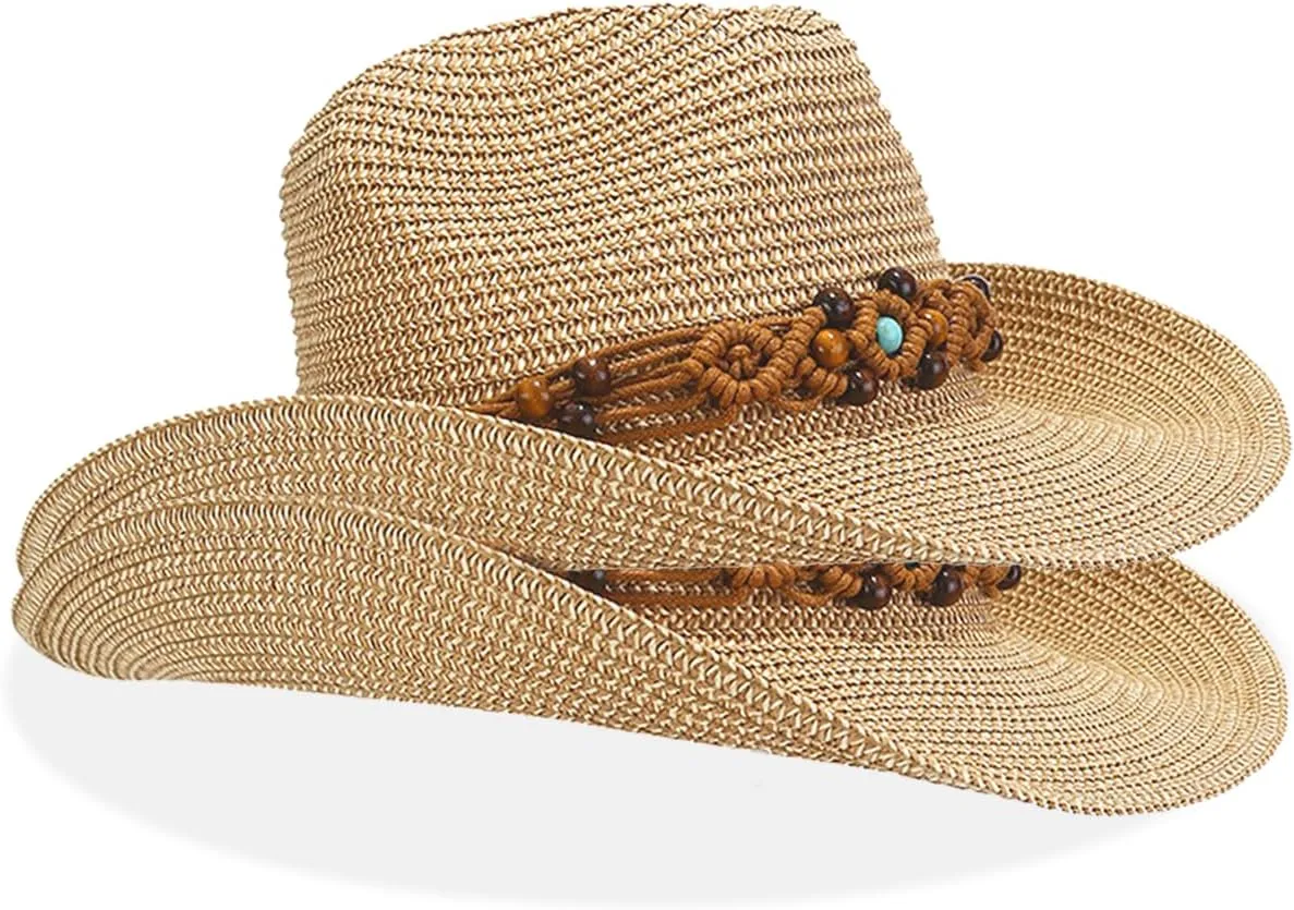 Straw Cowboy Cowgirl Hats for Women Men Summer Beach Sun Hat Packable Foldable Womens Sun Hat Women Straw Hat