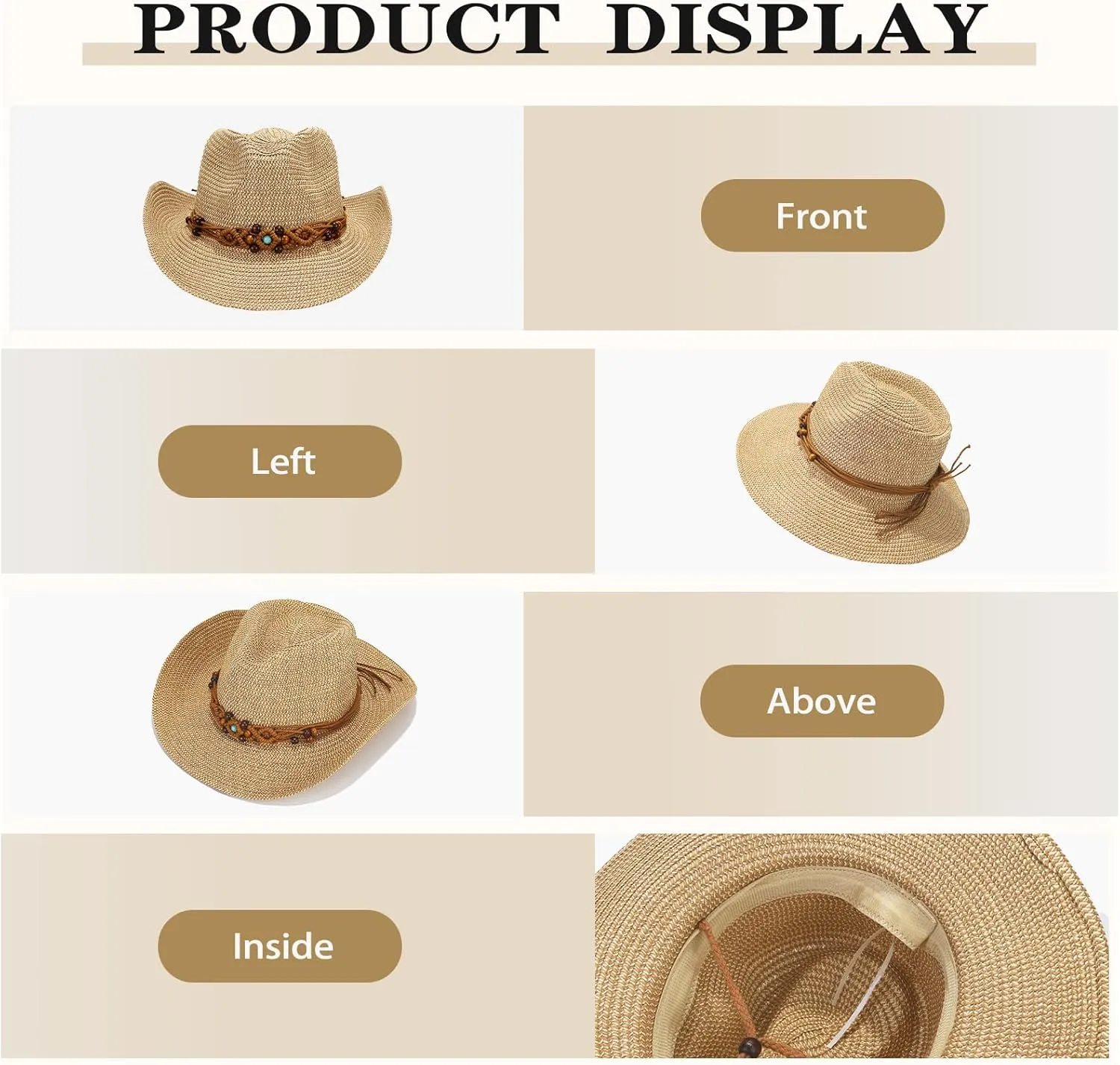 Straw Cowboy Cowgirl Hats for Women Men Summer Beach Sun Hat Packable Foldable Womens Sun Hat Women Straw Hat