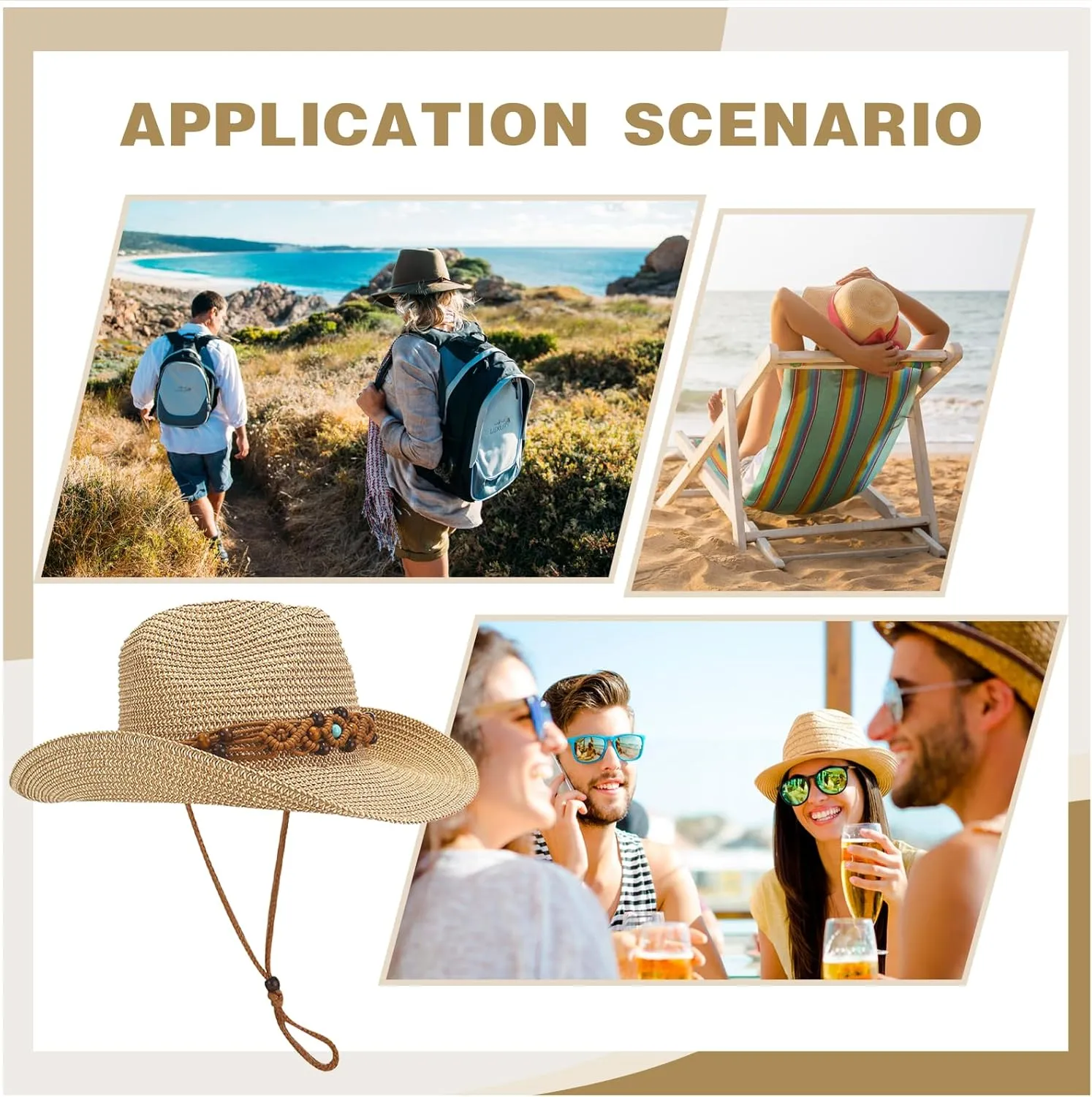 Straw Cowboy Cowgirl Hats for Women Men Summer Beach Sun Hat Packable Foldable Womens Sun Hat Women Straw Hat