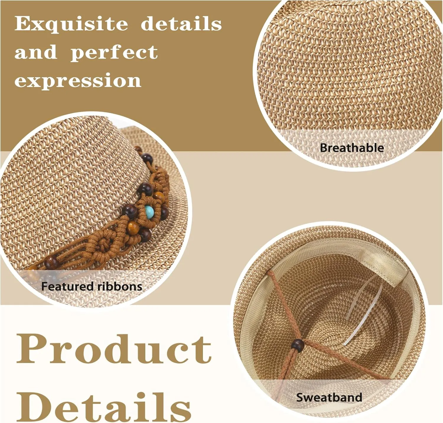 Straw Cowboy Cowgirl Hats for Women Men Summer Beach Sun Hat Packable Foldable Womens Sun Hat Women Straw Hat