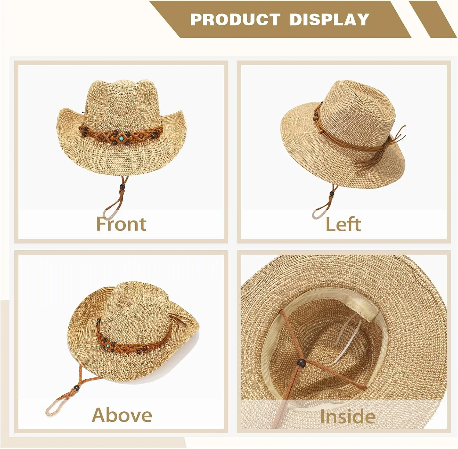 Straw Cowboy Cowgirl Hats for Women Men Summer Beach Sun Hat Packable Foldable Womens Sun Hat Women Straw Hat