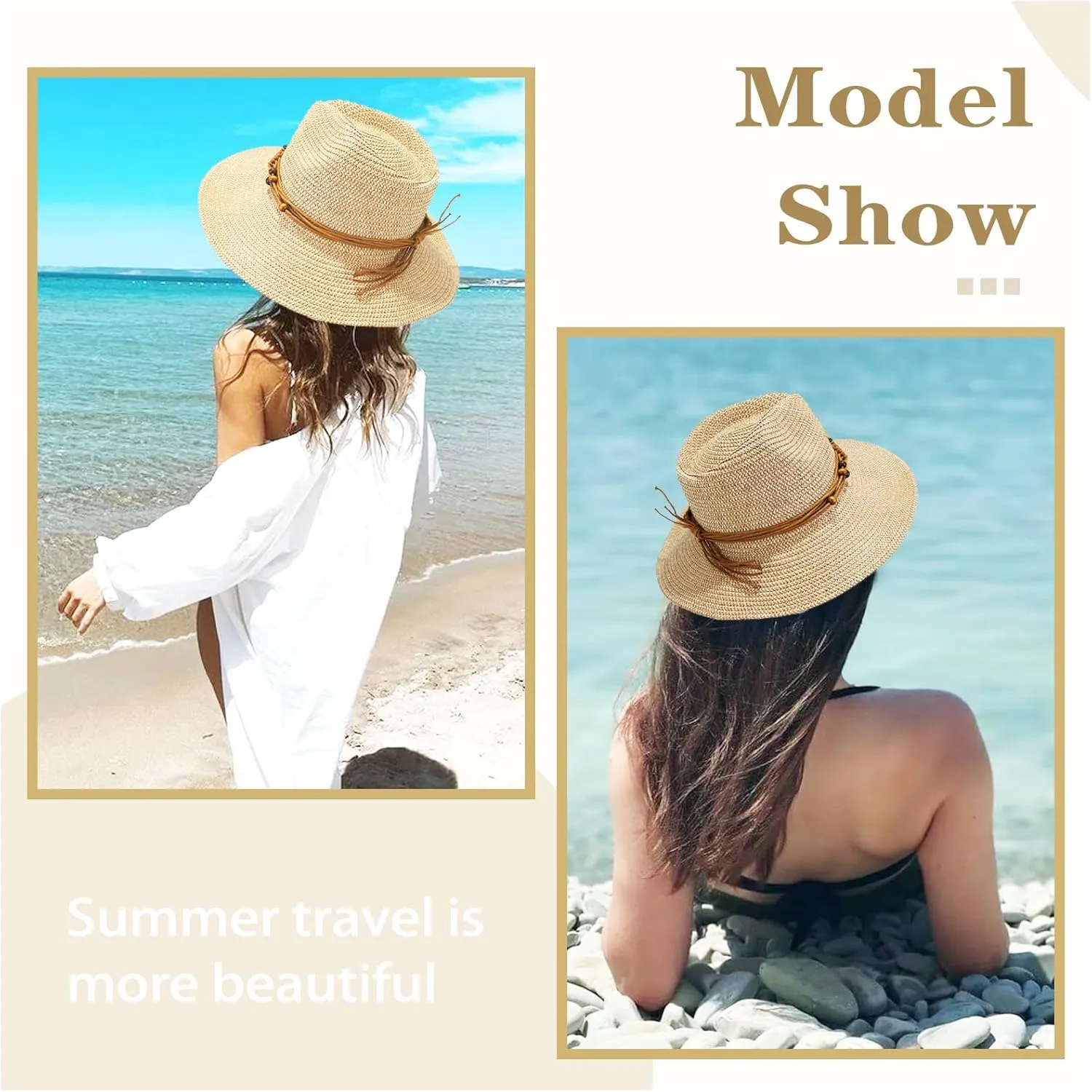 Straw Cowboy Cowgirl Hats for Women Men Summer Beach Sun Hat Packable Foldable Womens Sun Hat Women Straw Hat
