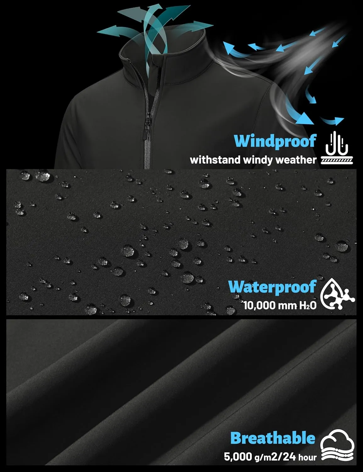 TACVASEN Men's Fleece Softshell Jackets Waterproof Winter Coats Warm Fleece Lined Tactical Jacket Windproof Zip Pockets