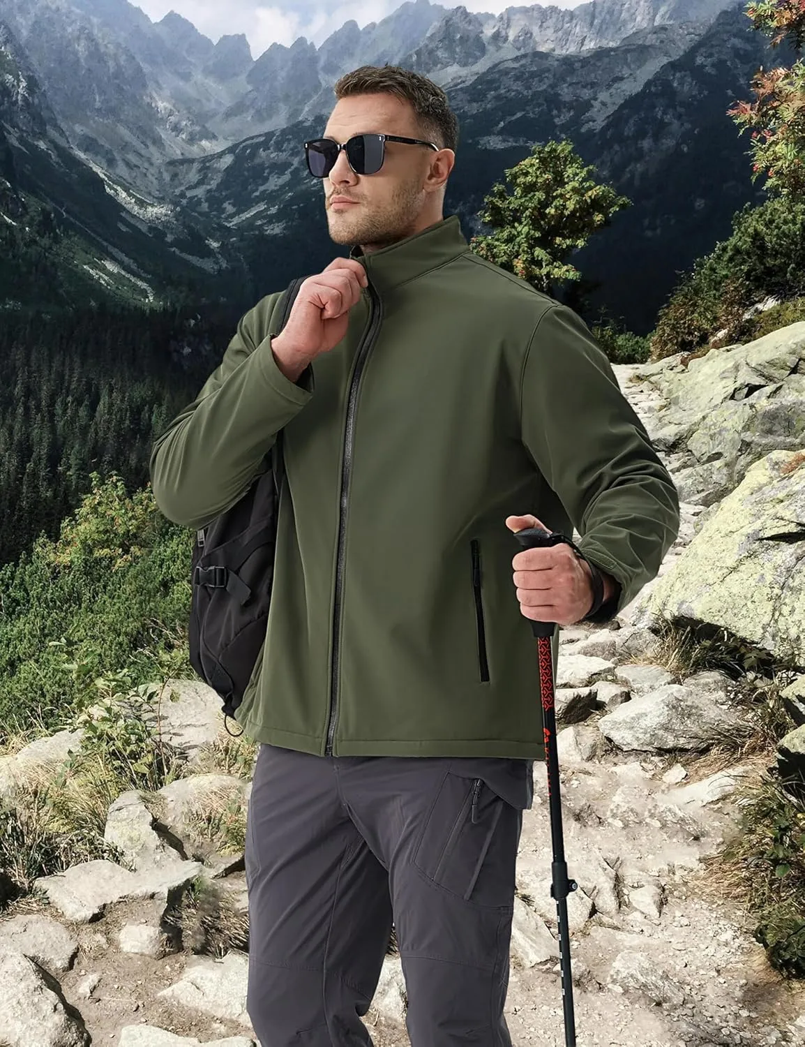 TACVASEN Men's Fleece Softshell Jackets Waterproof Winter Coats Warm Fleece Lined Tactical Jacket Windproof Zip Pockets