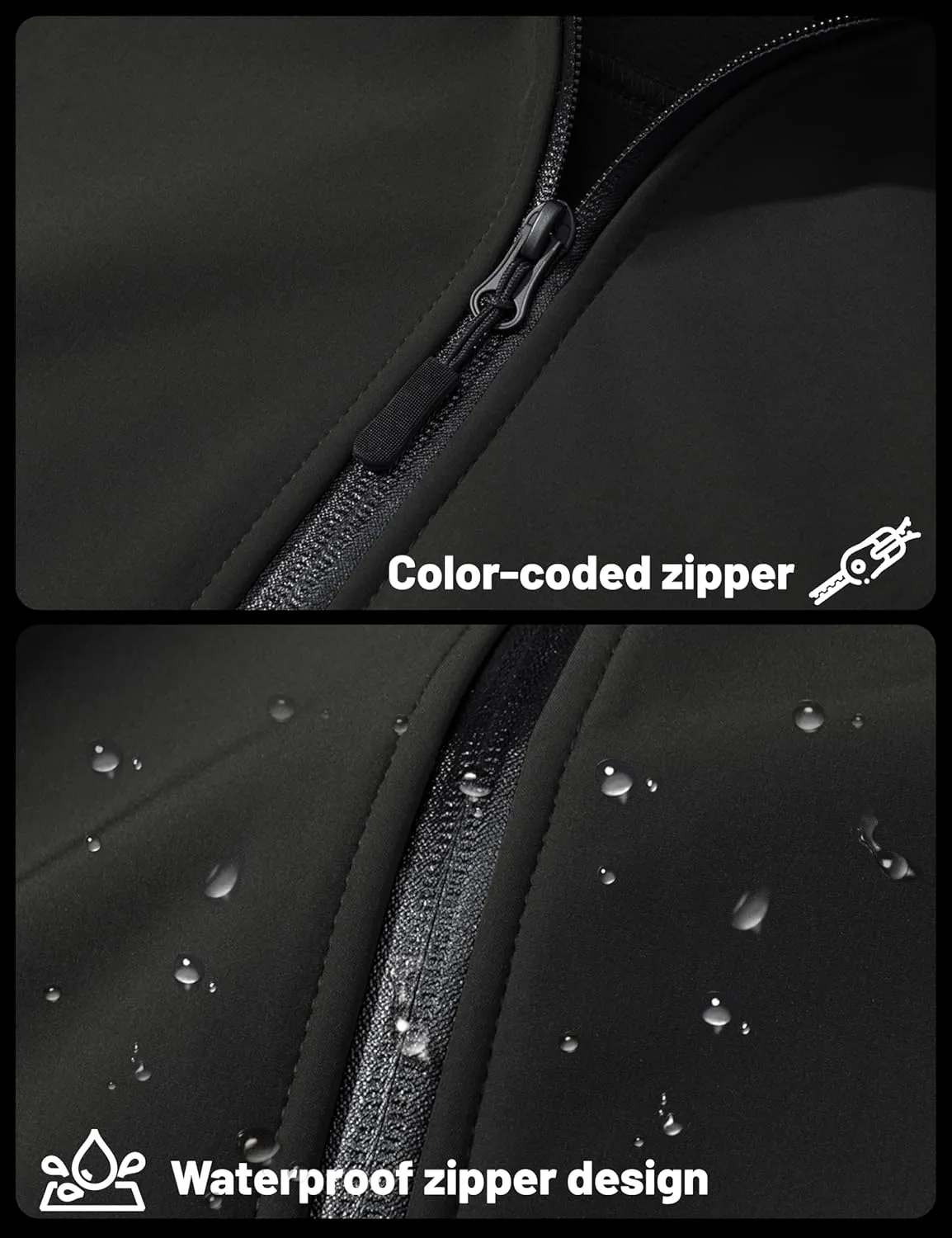 TACVASEN Men's Fleece Softshell Jackets Waterproof Winter Coats Warm Fleece Lined Tactical Jacket Windproof Zip Pockets