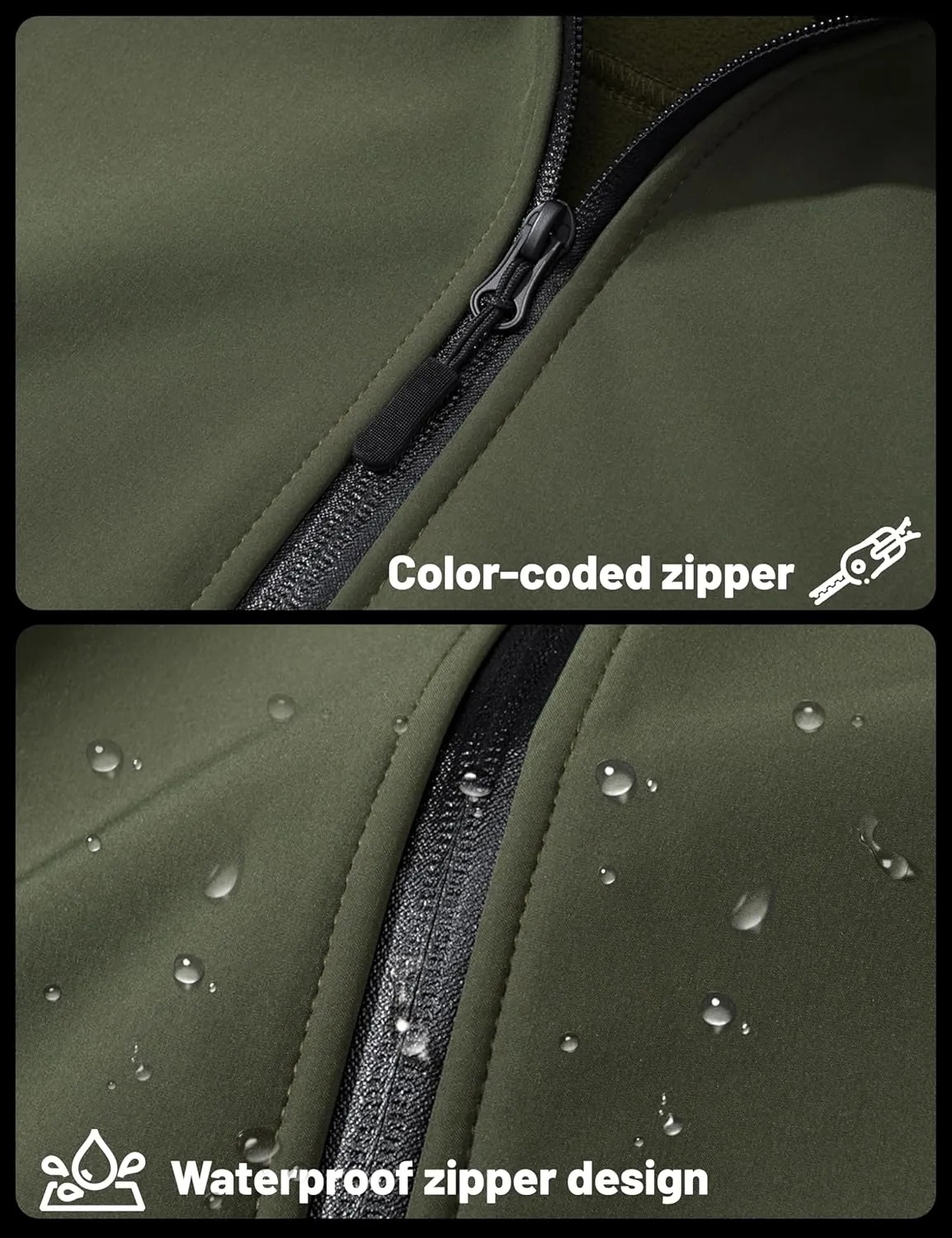 TACVASEN Men's Fleece Softshell Jackets Waterproof Winter Coats Warm Fleece Lined Tactical Jacket Windproof Zip Pockets