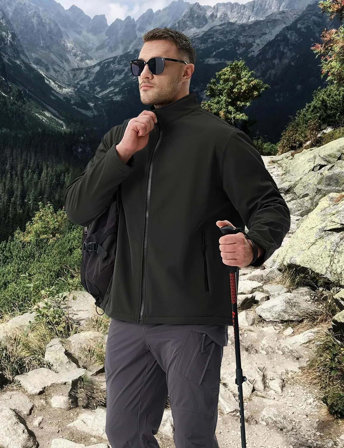 TACVASEN Men's Fleece Softshell Jackets Waterproof Winter Coats Warm Fleece Lined Tactical Jacket Windproof Zip Pockets