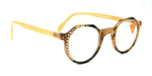 The Hexagon, (Bling) Women Reading Glasses W (Cooper, L. Colorado) Genuine European Crystals   (Yellow, Tortoise Shell) NY Fifth Avenue