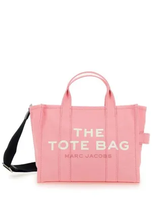 'The Medium Tote Bag' Pink Handbag With Logo On The Front In Cotton Woman