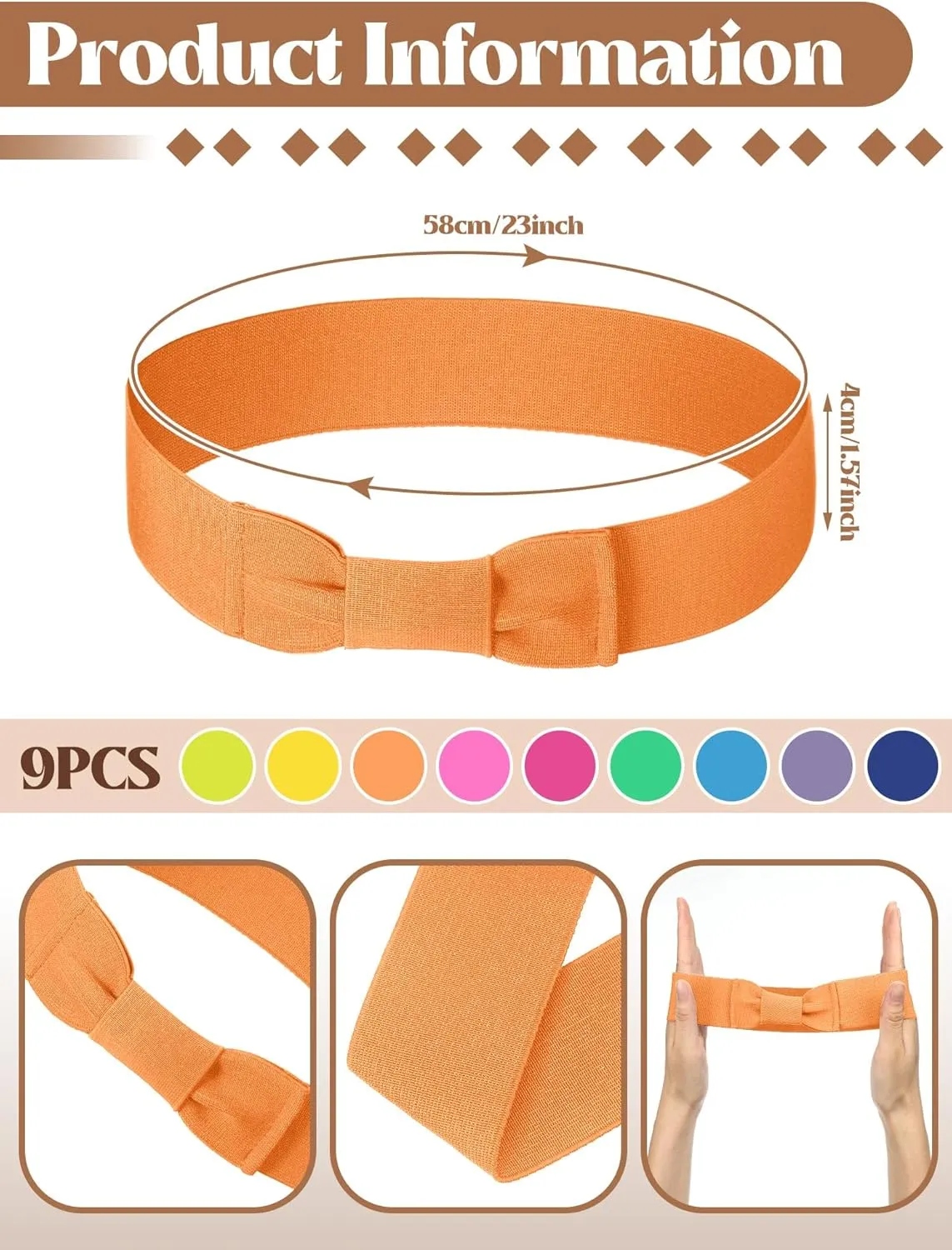 Tigeen 9 Pcs Bow Tie Stretchable Hat Band Hat Ribbon Women's Costume Headwear Panama Hatband for Cowboy Men Women
