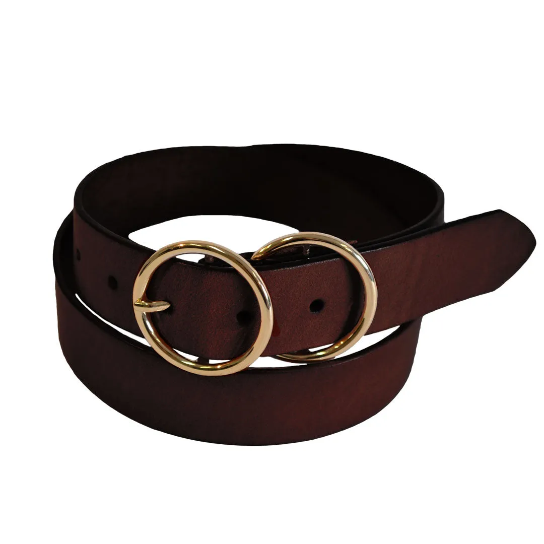 TOWNSVILLE - Womens Dark Brown Double Ring Leather Belt